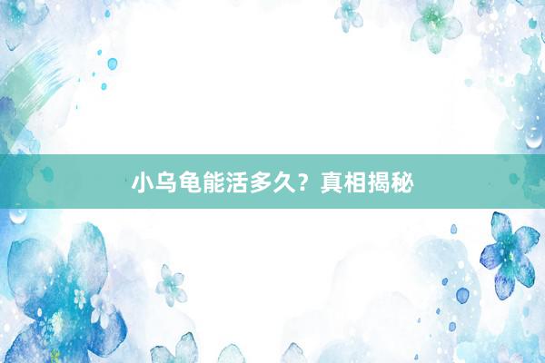 小乌龟能活多久？真相揭秘